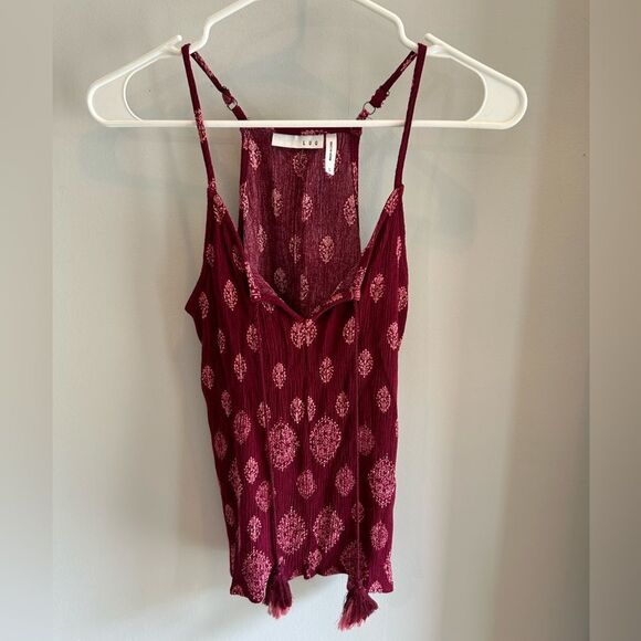 Burgundy Ikat Tassel Tie Top - Picture 1 of 5